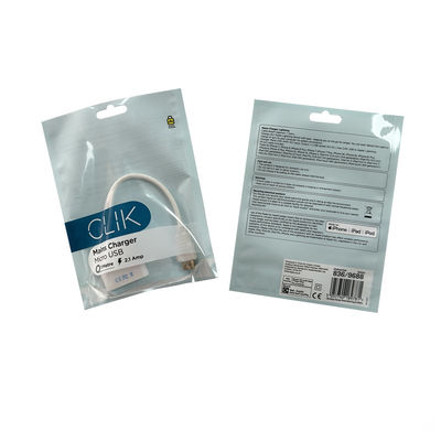 Espesor personalizado OEM plástico Ziplock Saco Suspensório Para Caixa de telefone celular à prova d'água