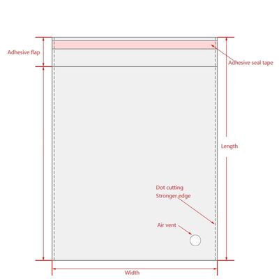 Embalagem de camisetas personalizadas Sacos de plástico transparentes e transparentes com auto-aderente